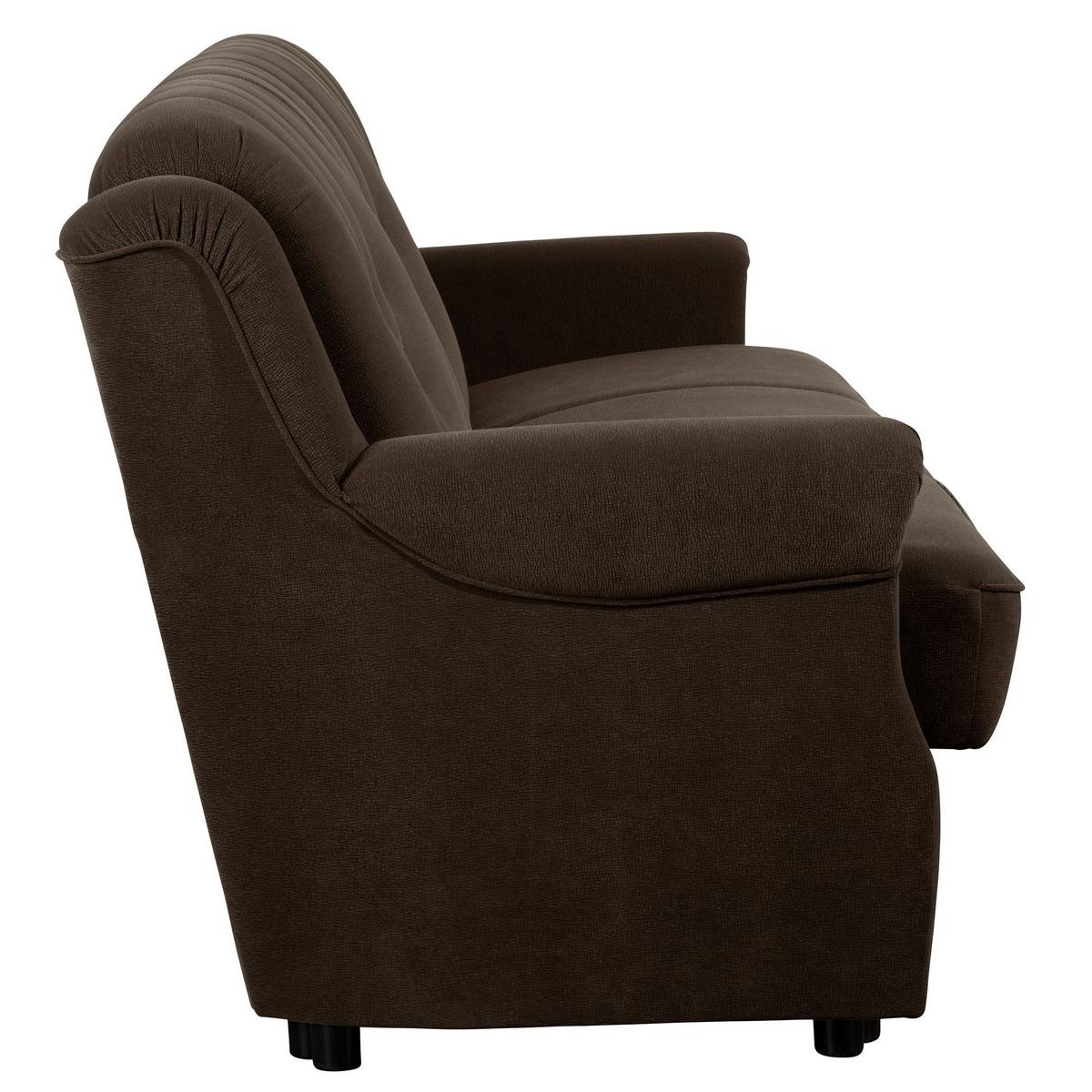 SOFA 3-Sitzer mit Bettfunktion Kaylyn Flockstoff braun - Braun, Kunststoff (207/89/83cm) - 58aufmkessel
