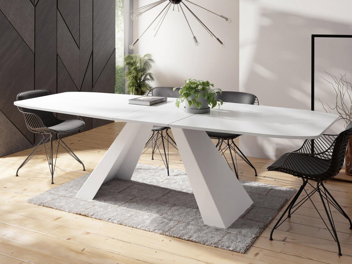 ESSTISCH Monte Weiß rechteckig ausziehbar, Weiß 160-200/80/76 cm - Weiß, Holzwerkstoff/Metall (80/198/76cm) - WFL GROUP
