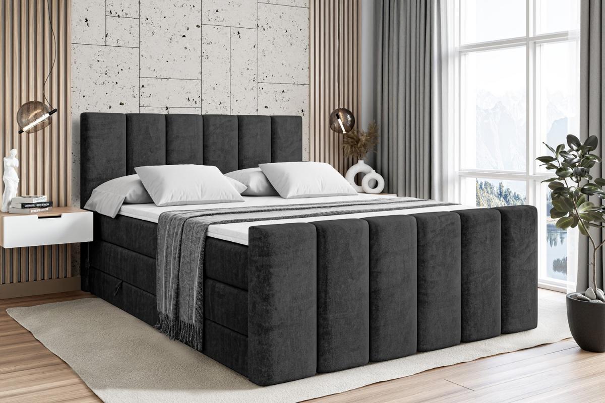 BOXSPRINGBETT BOXI1-Z KING - 180x200 - H3/H4 - Schwarz - Schwarz, Holzwerkstoff (180/200cm) - ALTDECOR