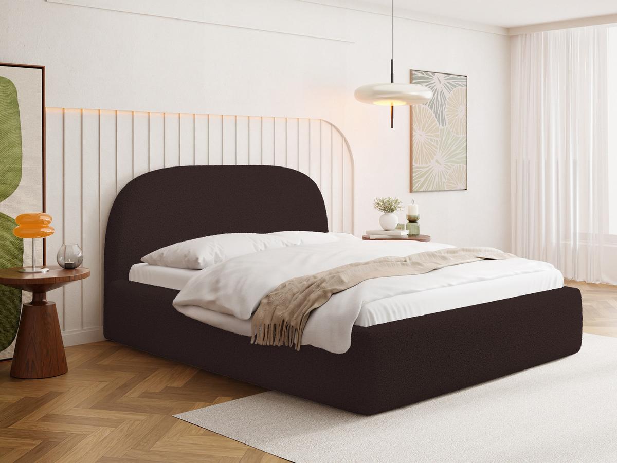 POLSTERBETT Puro mit Bettkasten, Braun Boucle 180 x 200 cm – mit Metall-Lattenrost - Birkefarben/Schwarz, Holzwerkstoff/Kunststoff (180/200cm) - WFL GROUP