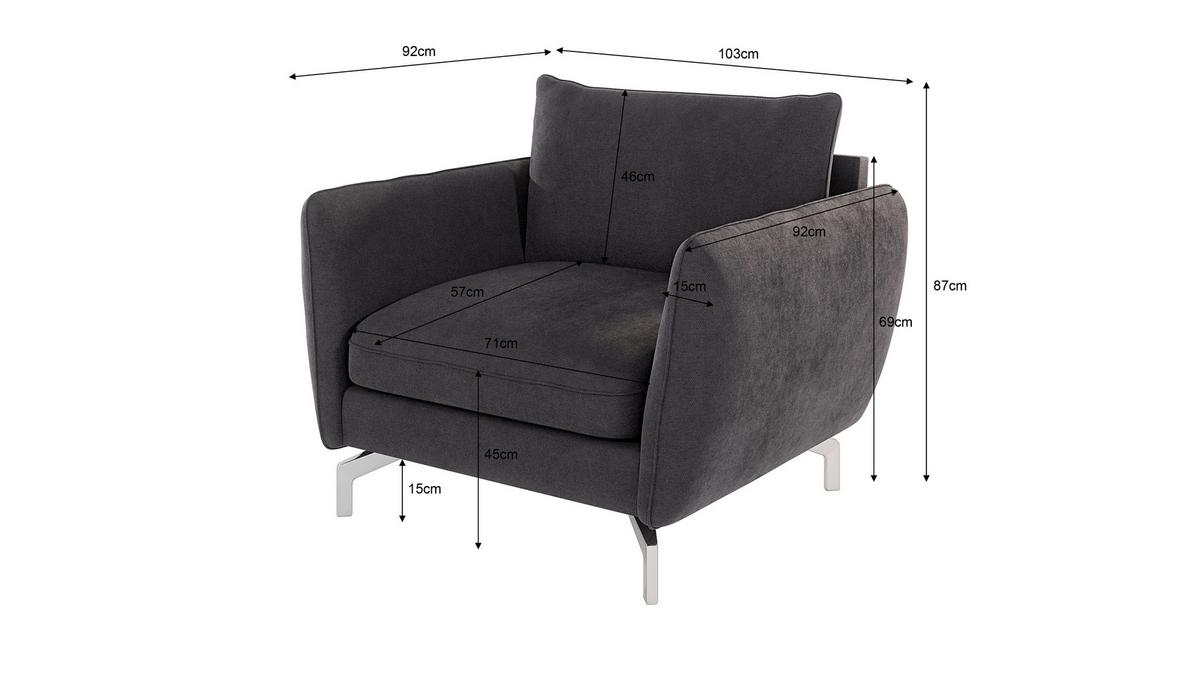 SESSEL Elou Graphit Microfaser - Chromfarben/Graphitfarben, Holz/Textil (103/87/92cm) - S-Style Möbel