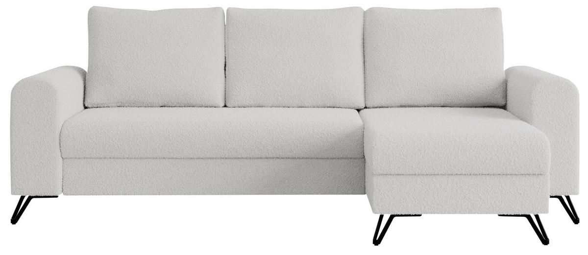 ECKSOFA Hugo Boucle Weiß - Schwarz/Weiß, Textil/Metall (242/140cm) - MKS