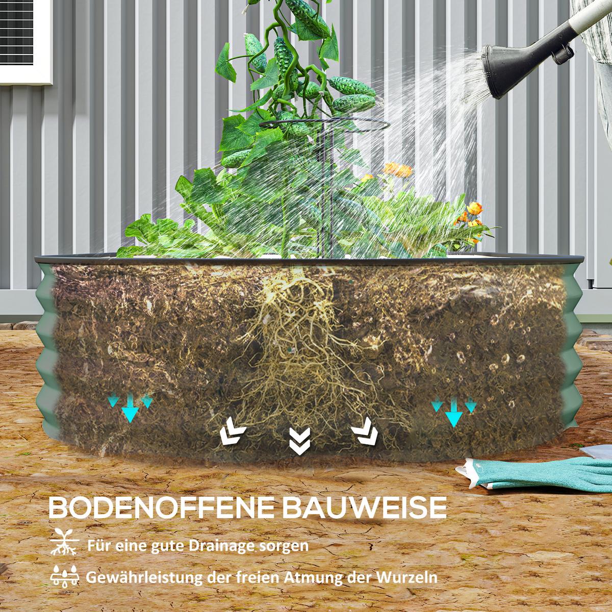 HOCHBEET 2er-Set aus Stahl - Grün, Metall (93/30/181cm) - Outsunny
