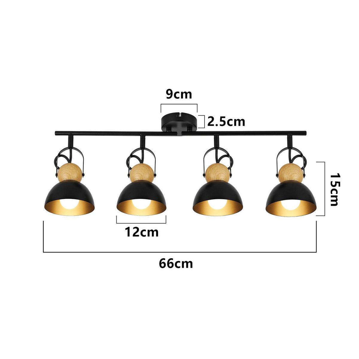 DECKENSTRAHLER Foreman 4-flammig 66/21/15 cm - Schwarz, Metall (66/21/15cm) - Nettlife