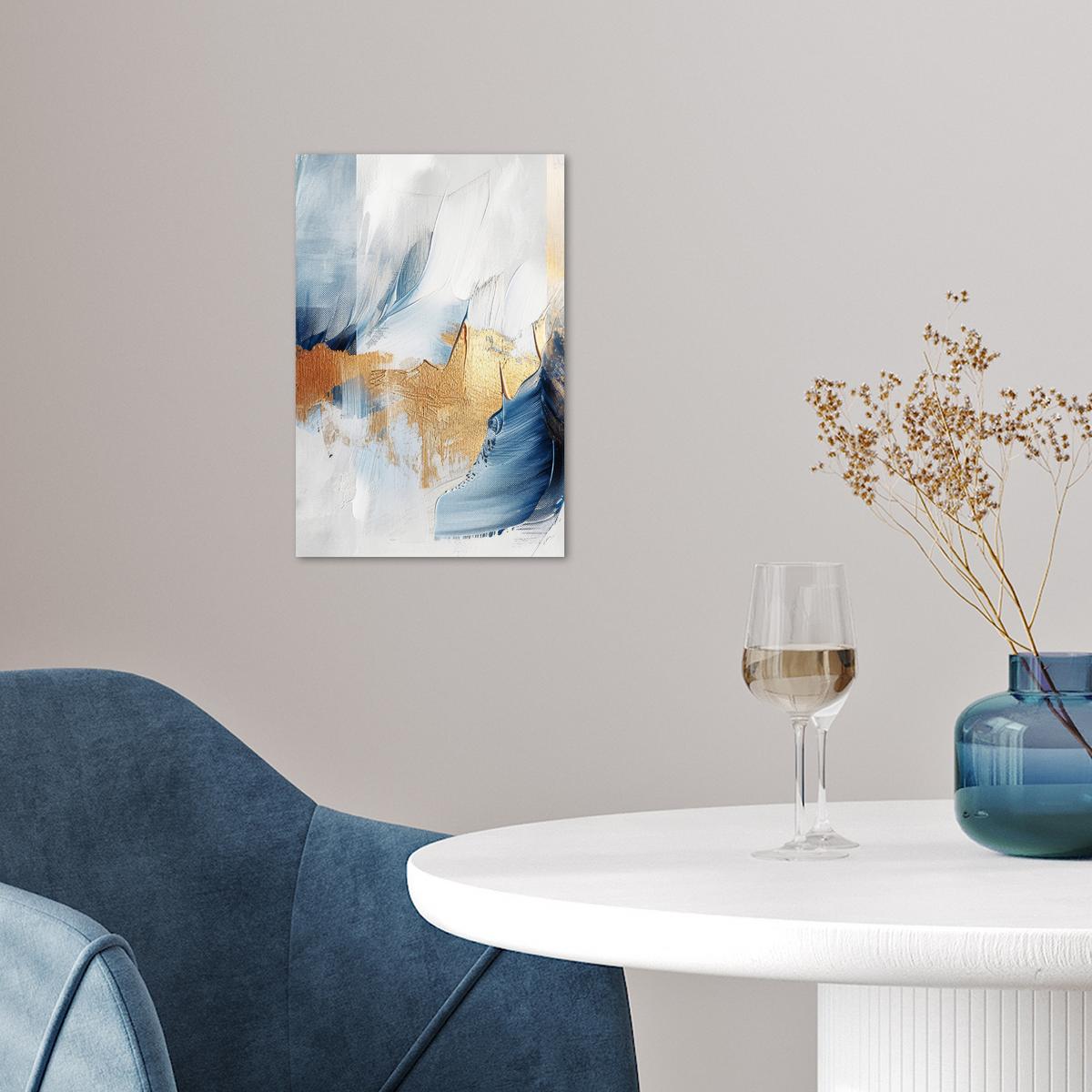 POSTER Gold - Blau - Aquarell - Kunst - Modern Room Decor 20x30 cm - Hellblau, Papier (20/30/0.1cm) - MuchoWow