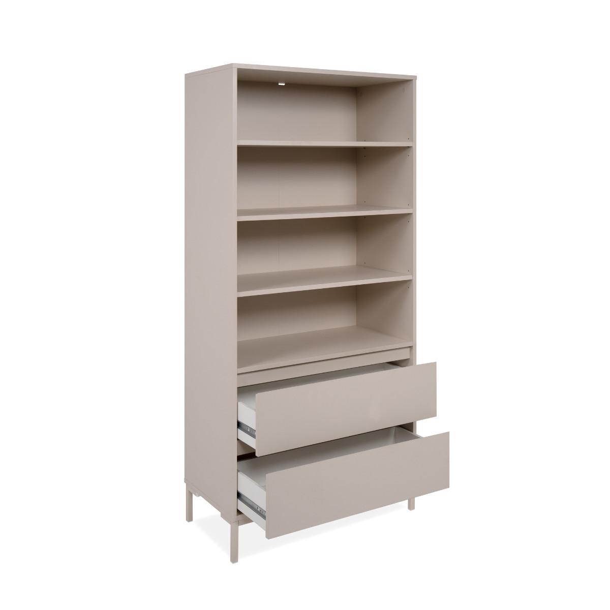 BUCHERREGAL 3 Regalböden und 2 Schubladen, Farbe Kaschmir 40/165/77,5 cm - Beige, Holzwerkstoff (40/165/77.5cm) - Calicosy