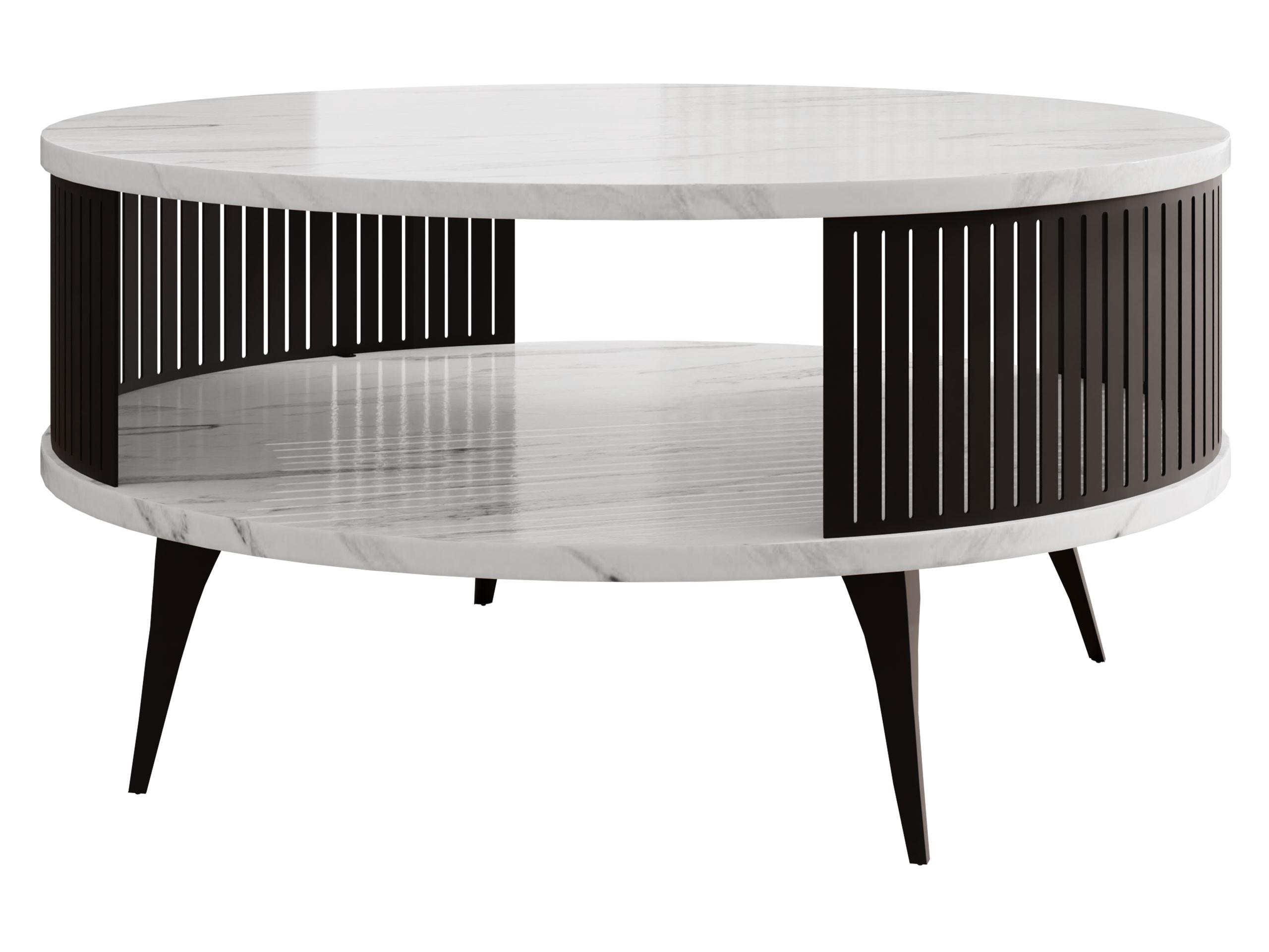 COUCHTISCH Roenni - Weiß Hochglanz/Schwarz, Holzwerkstoff/Metall (75/75/44cm) - MIRJAN24