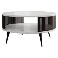COUCHTISCH Roenni - Weiß Hochglanz/Schwarz, Holzwerkstoff/Metall (75/75/44cm) - MIRJAN24