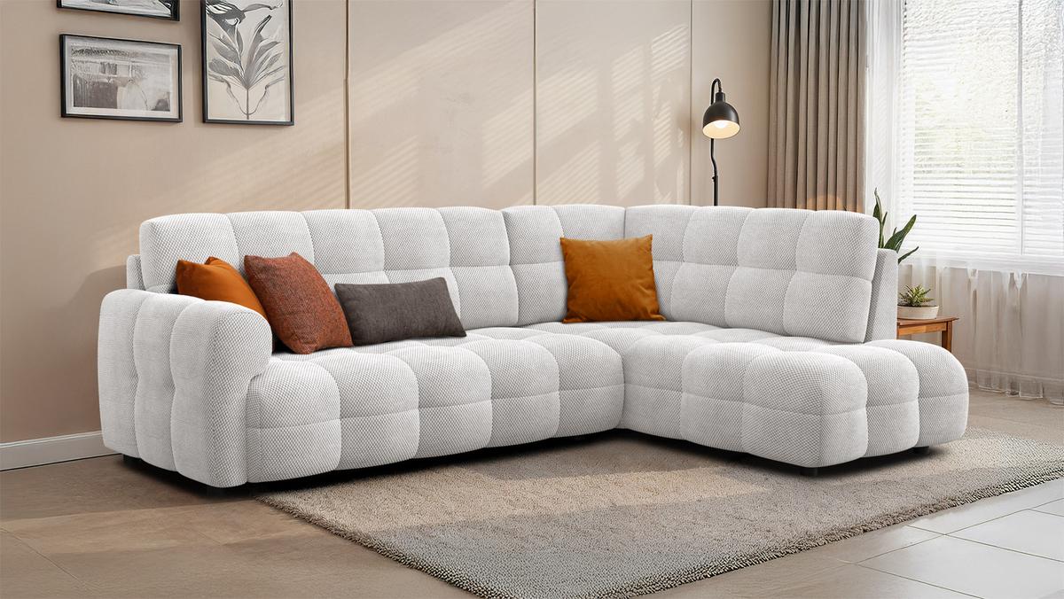 ECKSOFA MELLOW 5-Sitzer, creme - Creme/Schwarz, Holz/Textil (283/191cm) - Wozimo