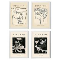 POSTER Set mit 4 Picasso Sammlung NoirAusdruck A3 Weißer Rahmen - Weiß, Papier (29.7/3cm) - Nacnic