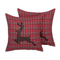 DEKOKISSEN 2er-Set Dunkelrot 45/45 cm Comet - Dunkelrot, Textil (45/45cm) - Beliani