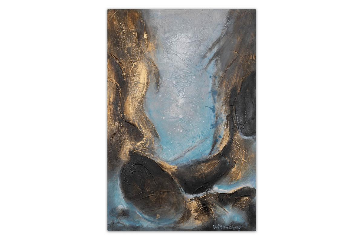 ACRYLBILD HANDGEMALT 60/90 cm - Blau, Holz/Textil (60/90cm) - KUNSTLOFT