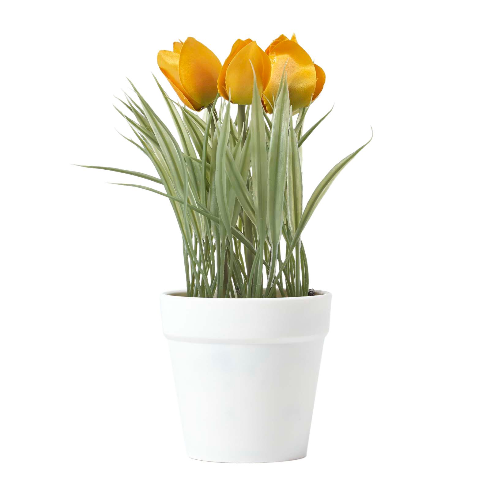 KUNSTBLUMEN Tulpen gelb im Blumentopf, 22 cm - Gelb, Kunststoff (22cm) - Homescapes