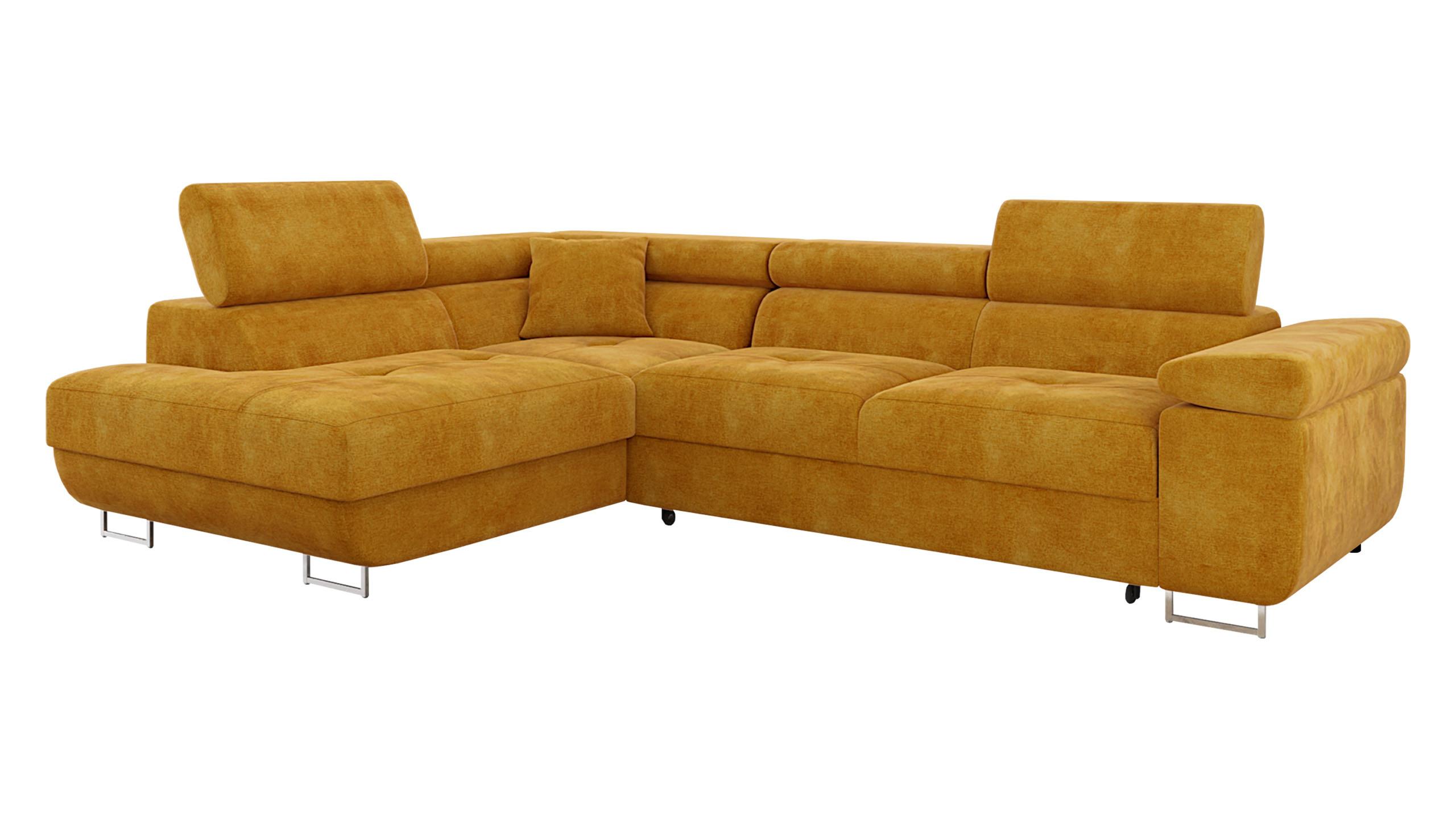ECKSOFA Torezio, Seite: Links - Currygelb, Holz/Textil (274/203cm) - MIRJAN24