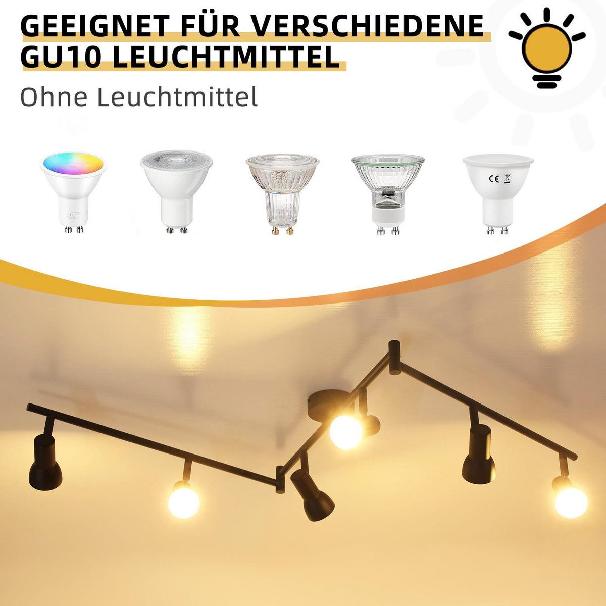 DECKENSTRAHLER Warmeschiff 6-flammig 150/8/18.5cm - Schwarz, Metall (150/8/18.5cm) - Nettlife