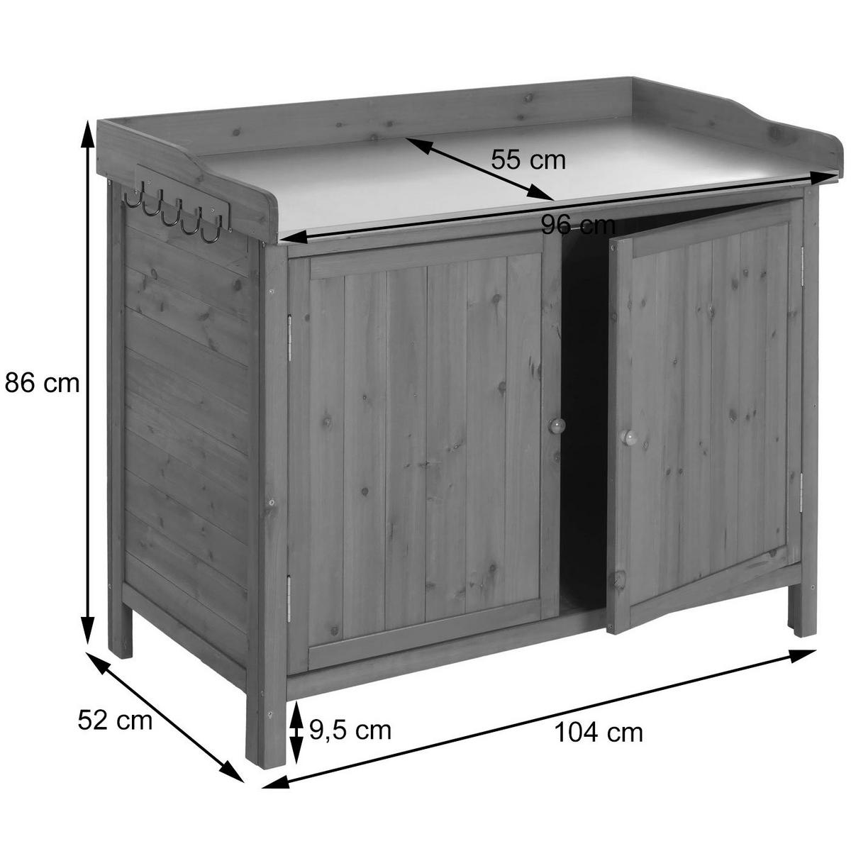 GARTENSCHRANK MIT ARBEITSPLATTE Braun - Braun, Holz (52/104/86cm) - MCW