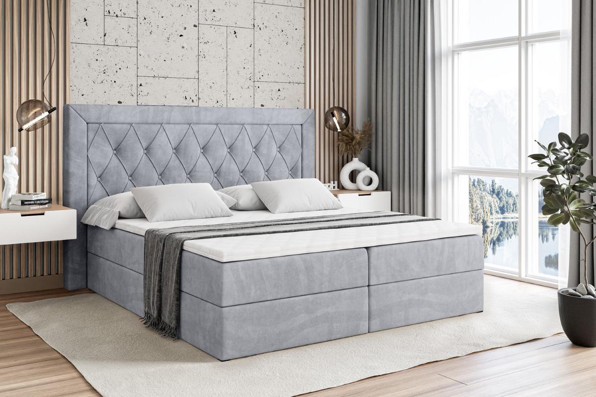 BOXBETT mit H4-Matratze und Lattenrost - NOEL - 140x200 Hellgrau - Hellgrau, Holzwerkstoff (140/200cm) - ALTDECOR