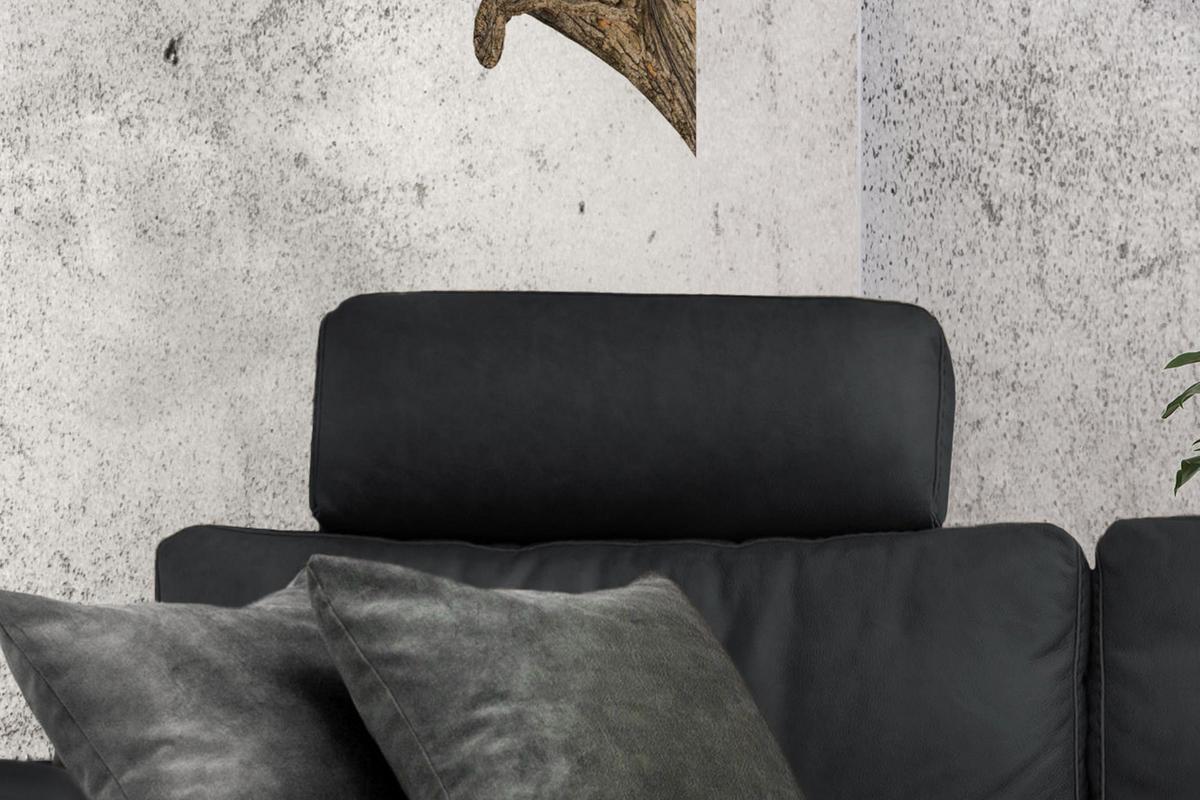 ECKSOFA XL MOTORISCHER RELAXFUNKTION LOLA Schwarz Leder Relaxfunktion - Schwarz, Leder (304/178cm) - KAWOLA