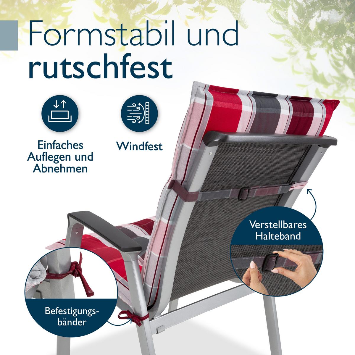 NIEDERLEHNER Sun-NL 105x50x8cm Rot-Anthrazit-Gestreift (4tlg) - Dunkelrot, Textil (50/100cm) - Beautissu 
