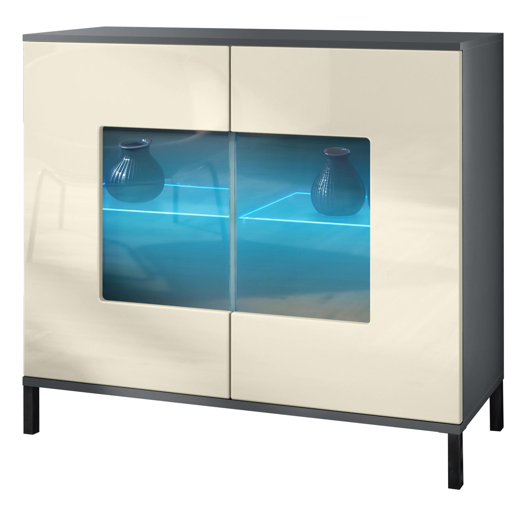 KOMMODE Grömitz Creme Hochglanz - Creme, Holzwerkstoff (92.5/83.5/35cm) - Vladon