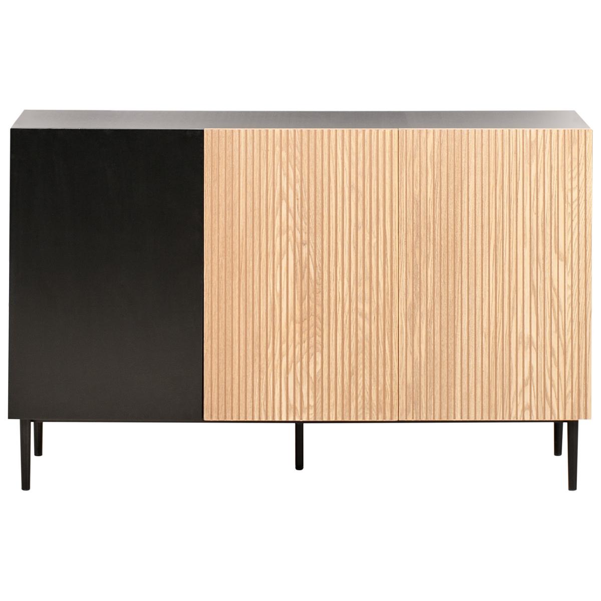 SCHRANK Naturfarbene Esche Schwarz Blythe - Schwarz, Holzwerkstoff (120/76/40cm) - Beliani