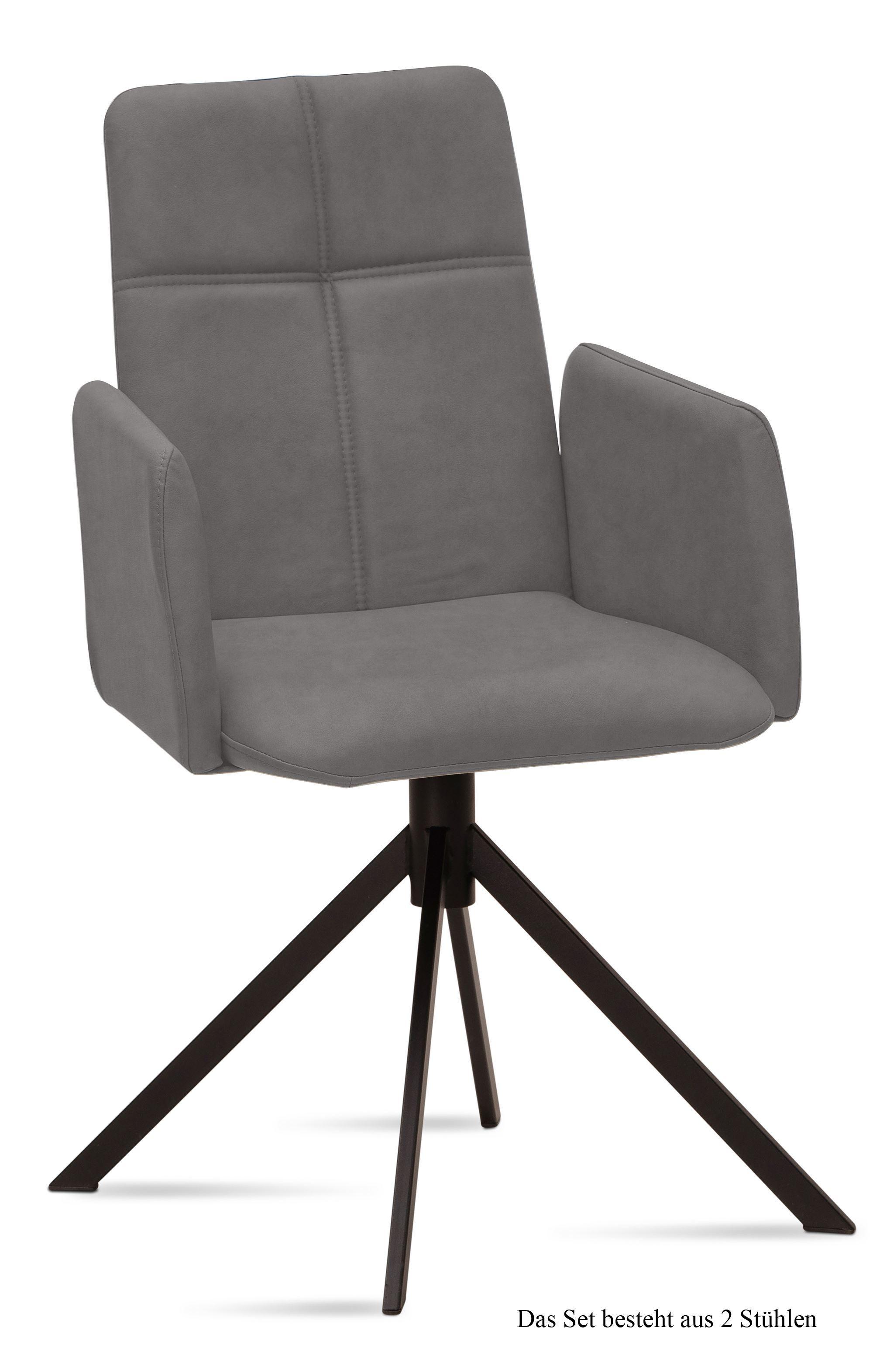 ARMLEHNSTUHL (2er-Set) Druci 52x92x60 Schwarz/Grau - Schwarz/Grau, Kunststoff (60/92/52cm) - 58aufmkessel