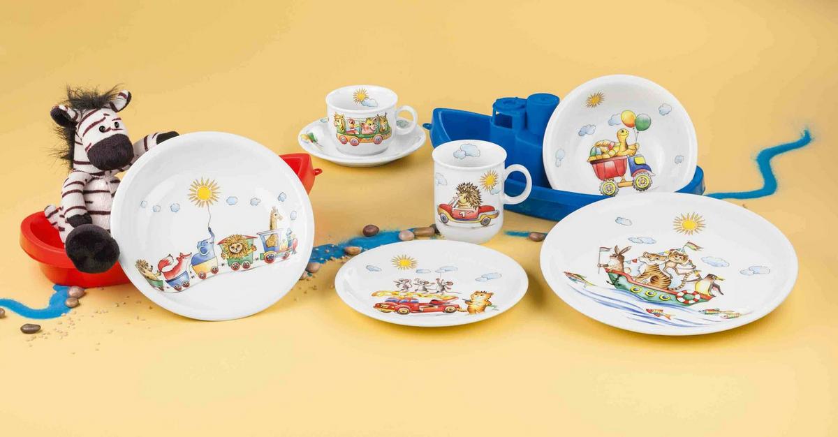 KINDERGESCHIRR SET Compact Flinke Flitzer bunt 5-tlg. - Multicolor, Keramik (2/2/2cm) - Seltmann Weiden