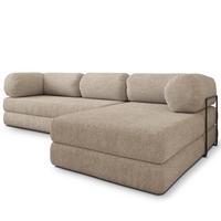 ECKSOFA KELI modulares Boneless Sofa mit Schlaffunktion Beige Boucle-Stoff - Beige, Textil (270/160cm) - MASSENO