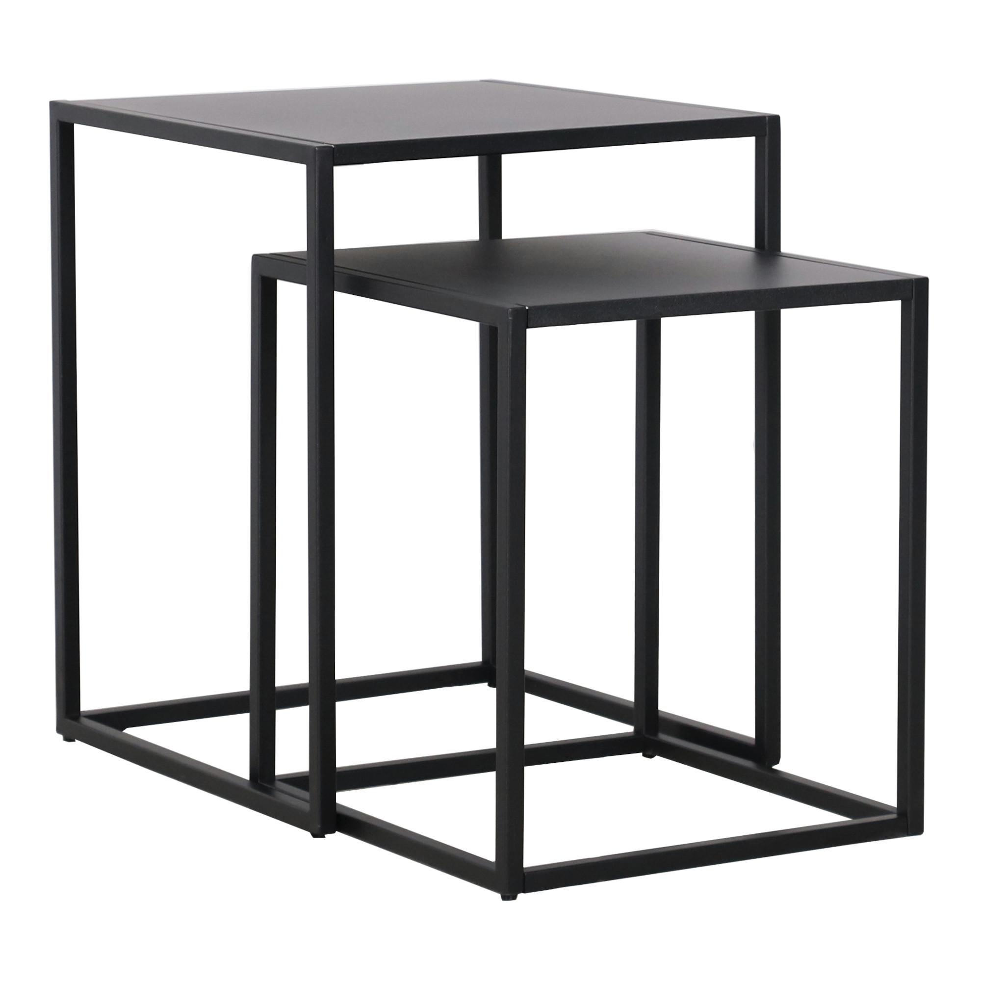 BEISTELLTISCH-SET 2 TLG. Vejen - Schwarz, Metall (40/40/49cm) - [en.casa]
