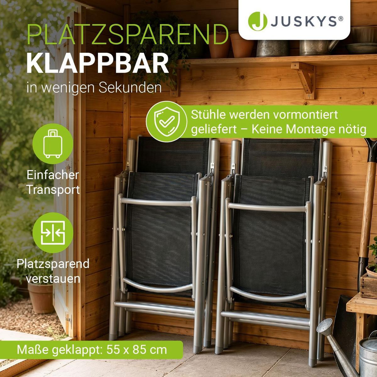 GARTENGARNITUR Milano 5-tlg. - Silberfarben, Metall - Juskys
