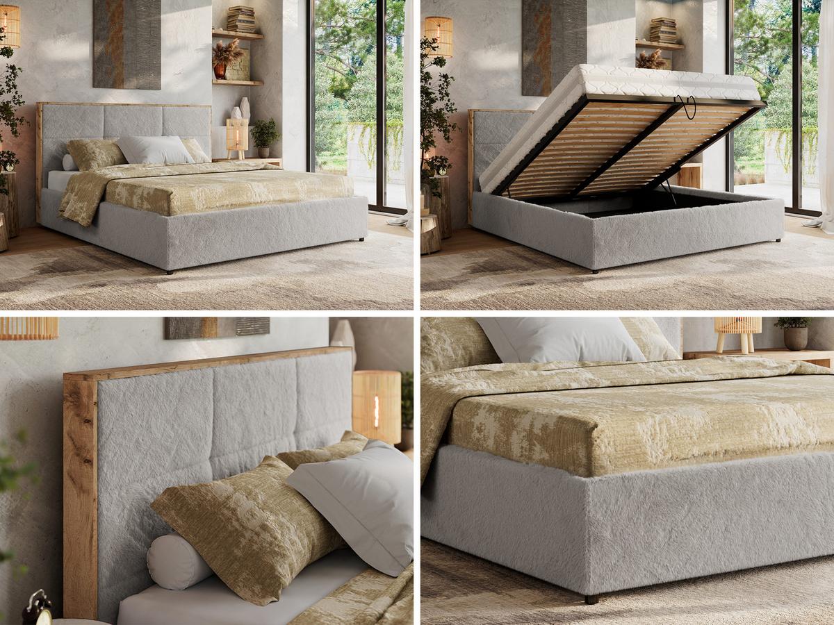 POLSTERBETT LERIO CLASSIC 140/200 - Hellgrau Plüsch - Pocket-Matratze - Hellgrau, Textil (140/200cm) - MKS
