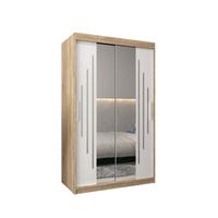 SCHWEBETÜRENSCHRANK 200/120/62 2-türig - Silberfarben/Weiß, Holz/Kunststoff (120/200/62cm) - Abiks Möbel