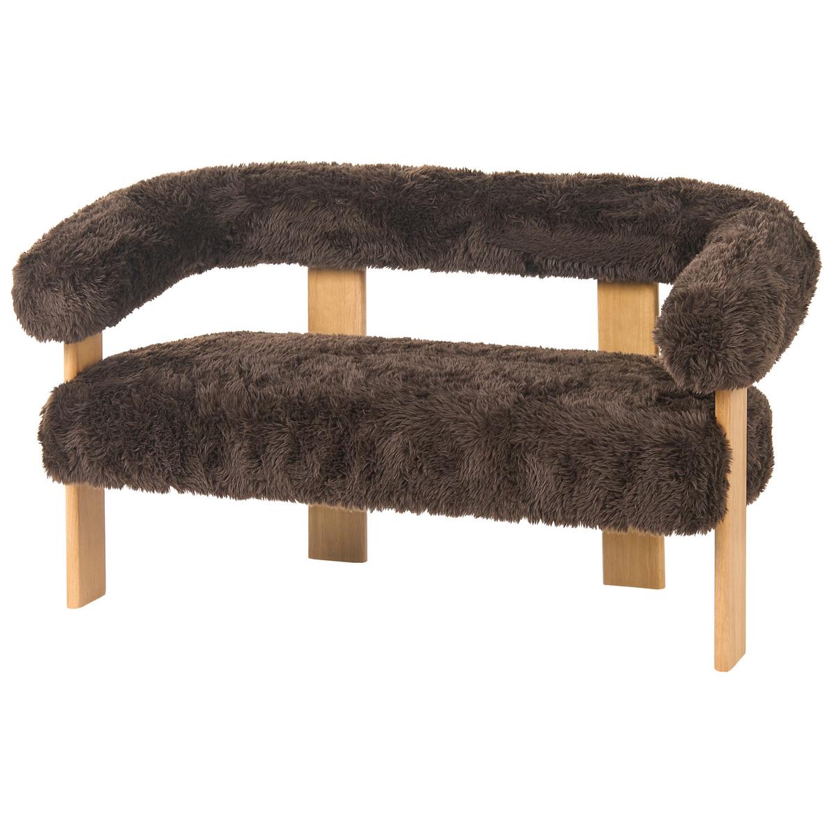 2-SITZER-SOFA Webpelz Dunkelbraun/Hellbraun Ilbro - Dunkelbraun, Textil (138/76/68cm) - Beliani