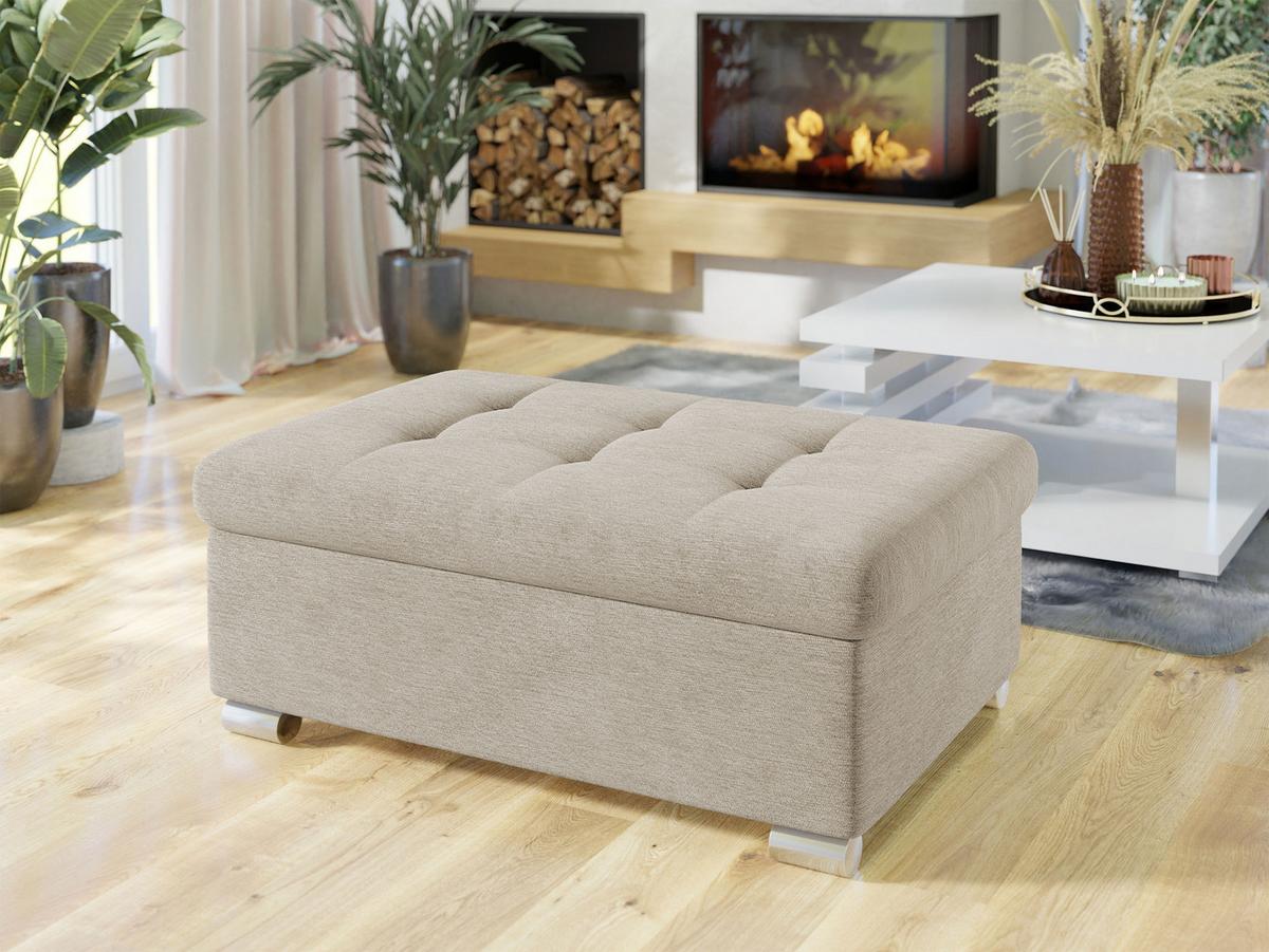 POLSTERHOCKER Niko Groß - Champagner/Silberfarben, Holz/Textil (96/41/70cm) - MIRJAN24