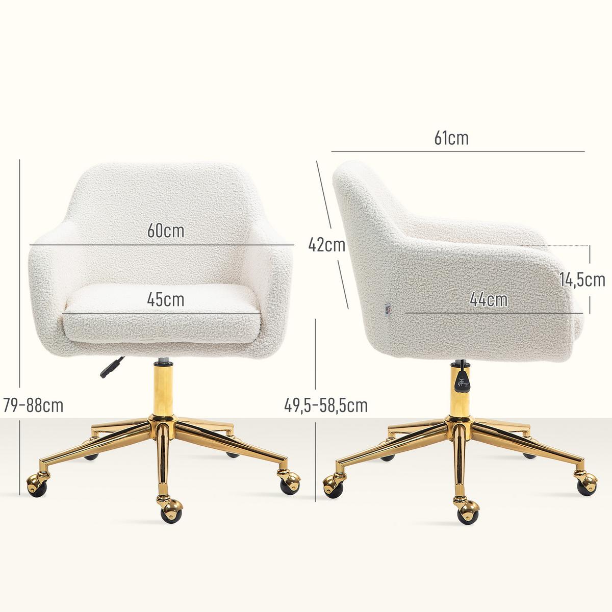 BÜROSTUHL, Höhenverstellbar Schreibtischstuhl, Relaxsessel, Drehstuhl, Cremeweiß - Beige, Textil (61/88/60cm) - HOMCOM