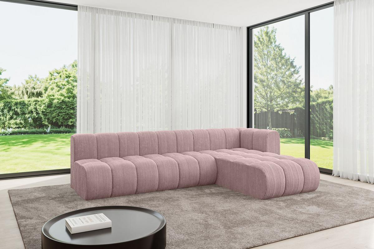 ECKSOFA modulares Sofa Darnel-L2 - 296x177x70 cm Rosa - Rosa, Holzwerkstoff/Textil (296/177cm) - ALTDECOR