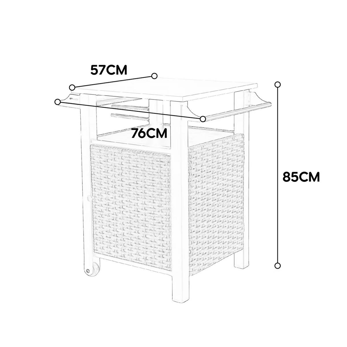 GARTENBEISTELLTISCH 76 cm Braun – Outdoor Servierwagen mit Edelstahlplatte & Rollen - Braun, Metall (57/76/85cm) - Urban Meuble