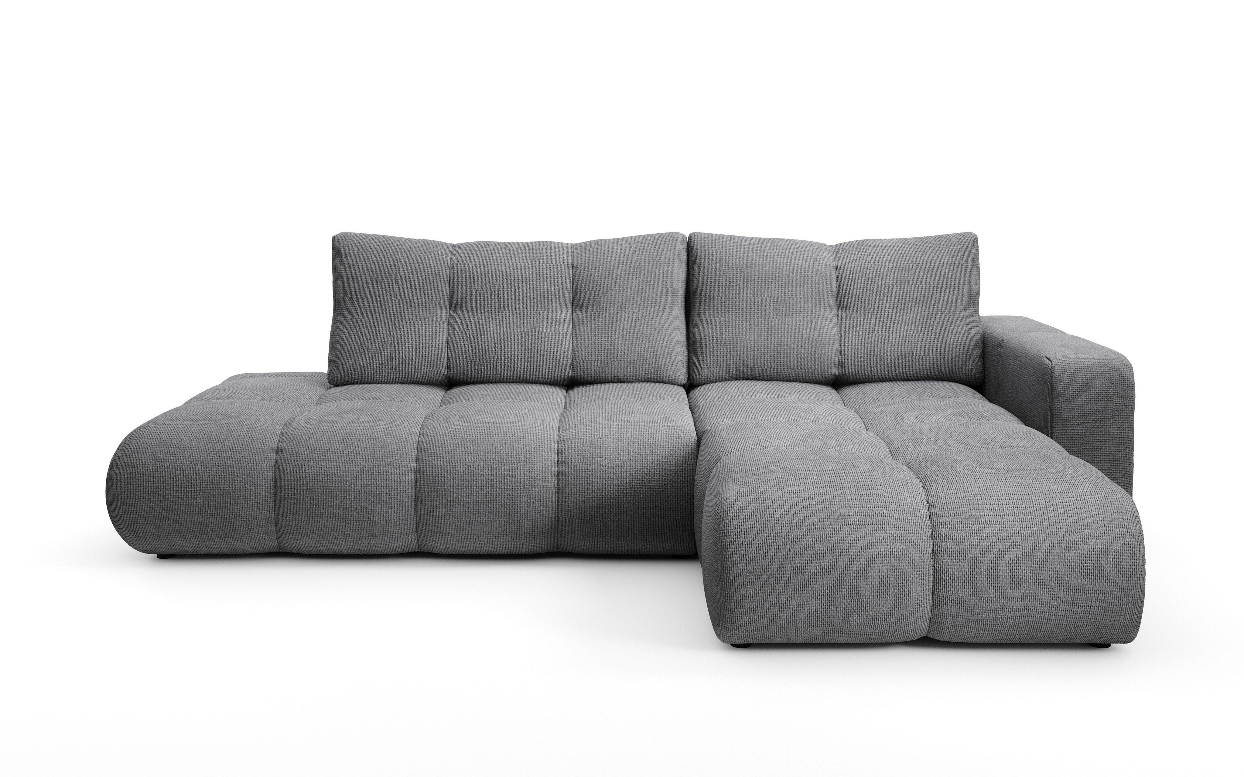 ECKSOFA DUCA R-S Grau Chenille mit Schlaffunktion - Dunkelgrau, Holz (266.5/266.5cm) - MASSENO