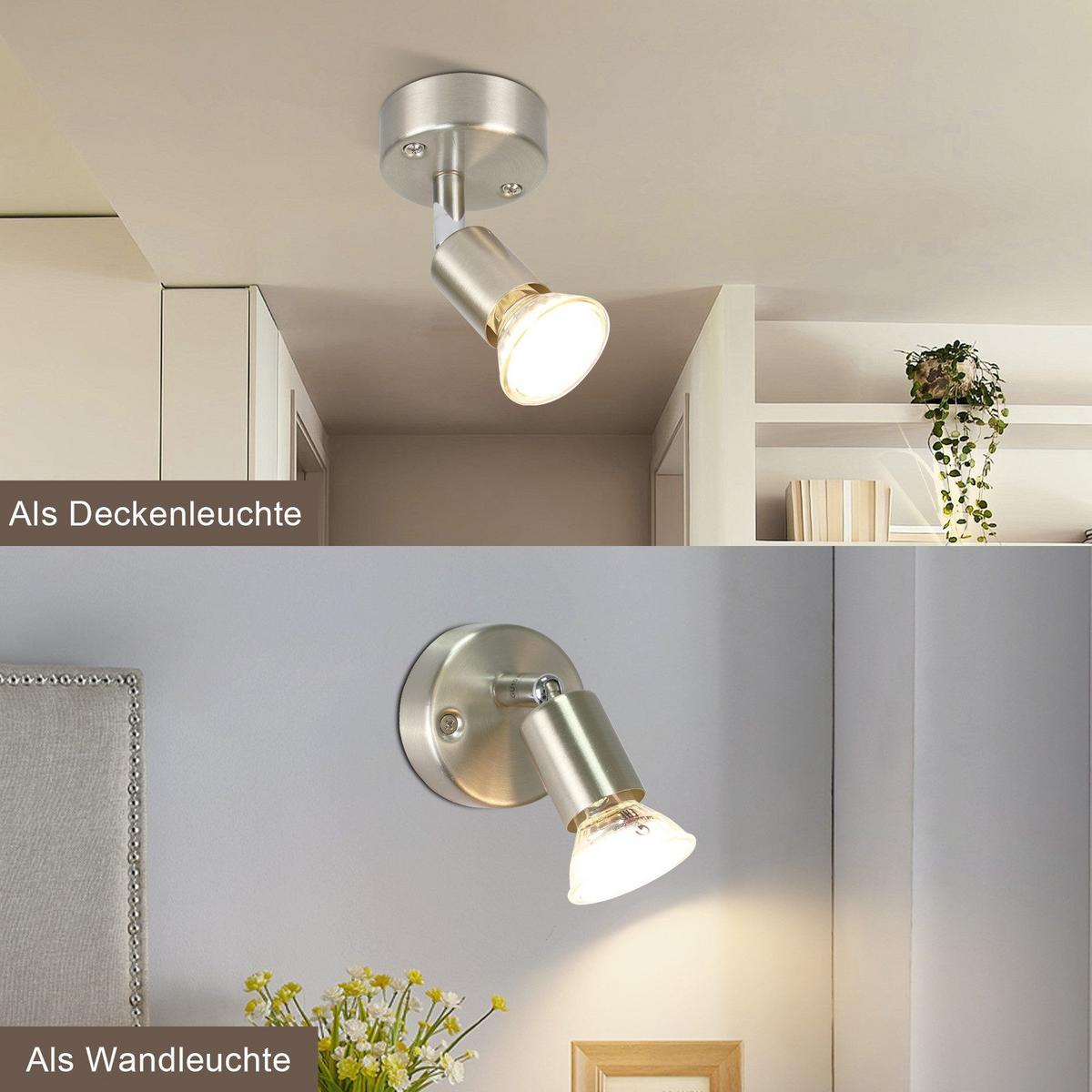 DECKENSTRAHLER Luttrel 1-flammig 14/10/7cm - Silberfarben, Metall (14/10/7cm) - Nettlife
