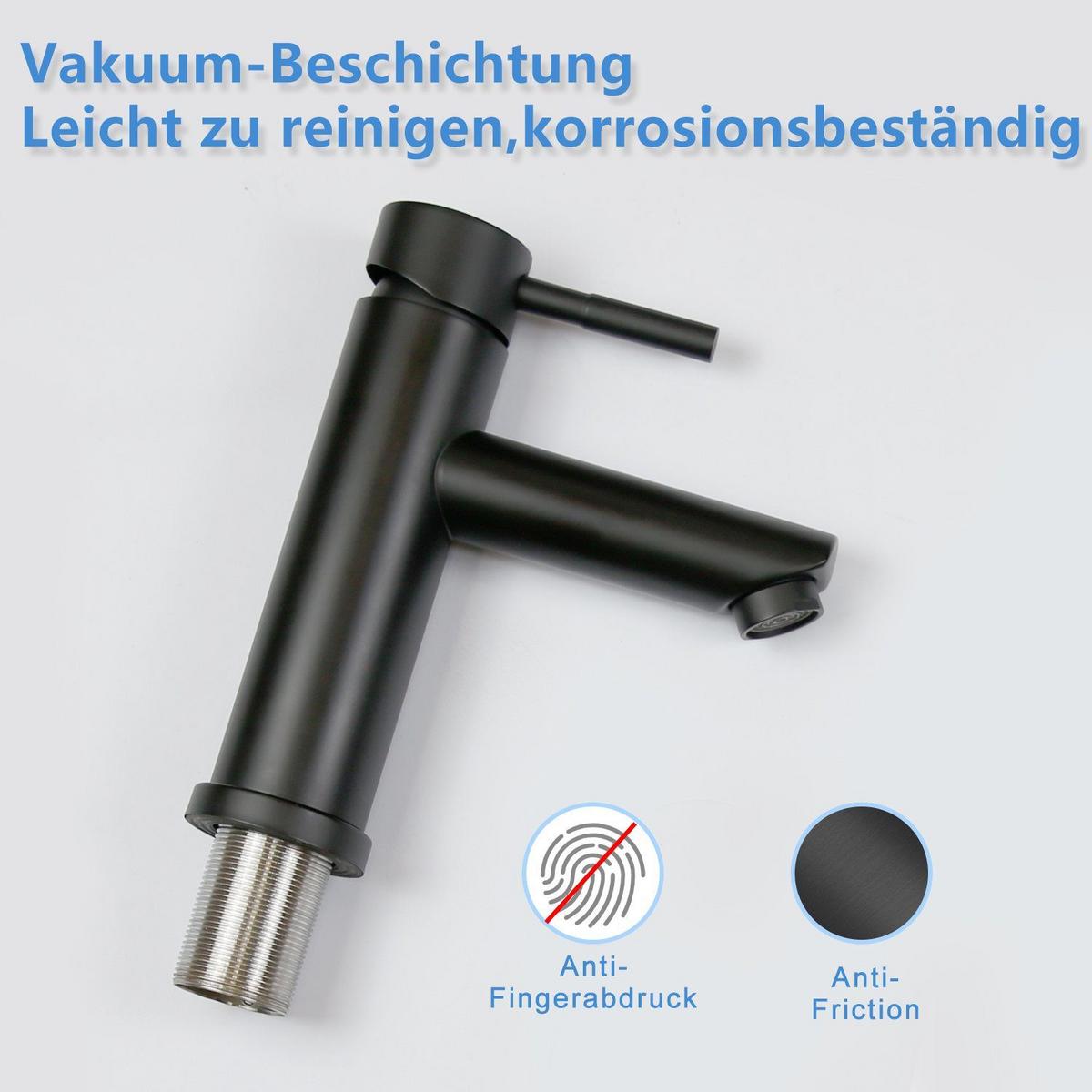 WASCHTISCHARMATUR Regniry 14.6/4.6/17.4 cm - Schwarz, Metall (4.6/17.4/14.6cm) - ZMH