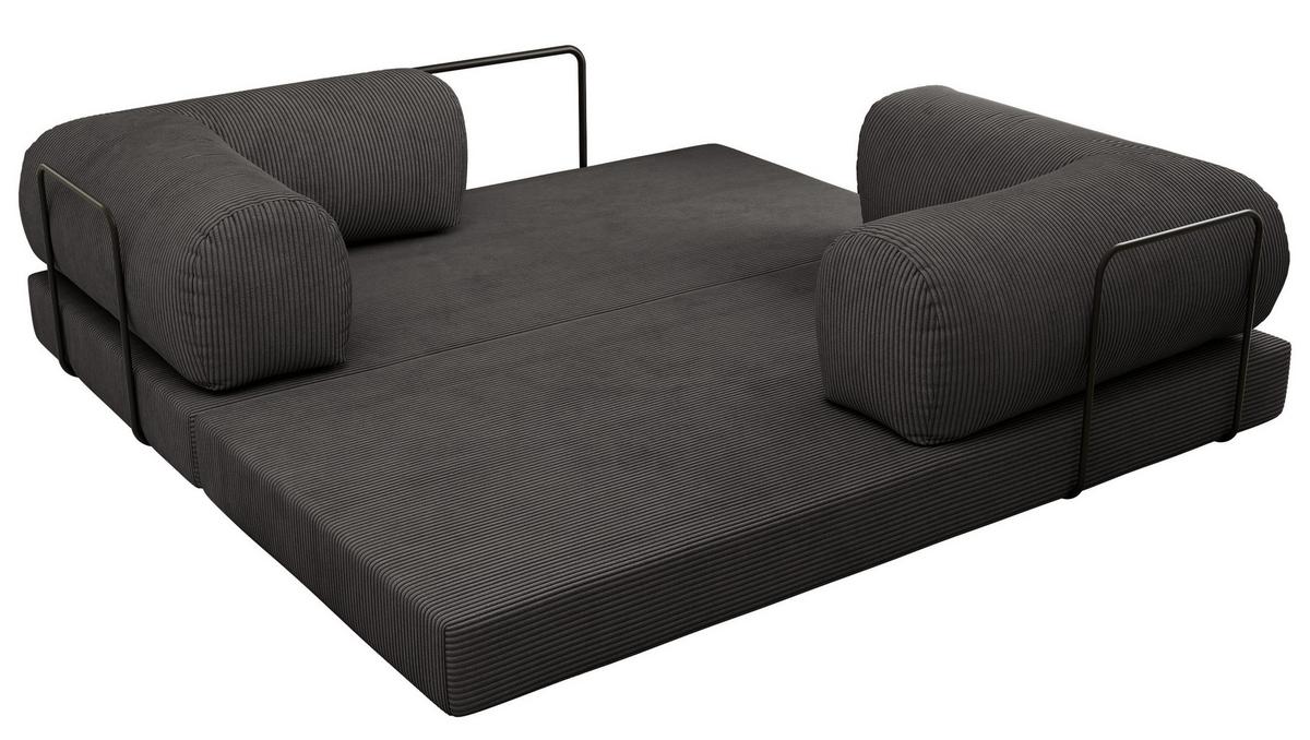3-SITZER SOFA ORSETTO - Dunkelgrau Cord - Dunkelgrau/Schwarz, Textil/Metall (200/70/100cm) - MKS