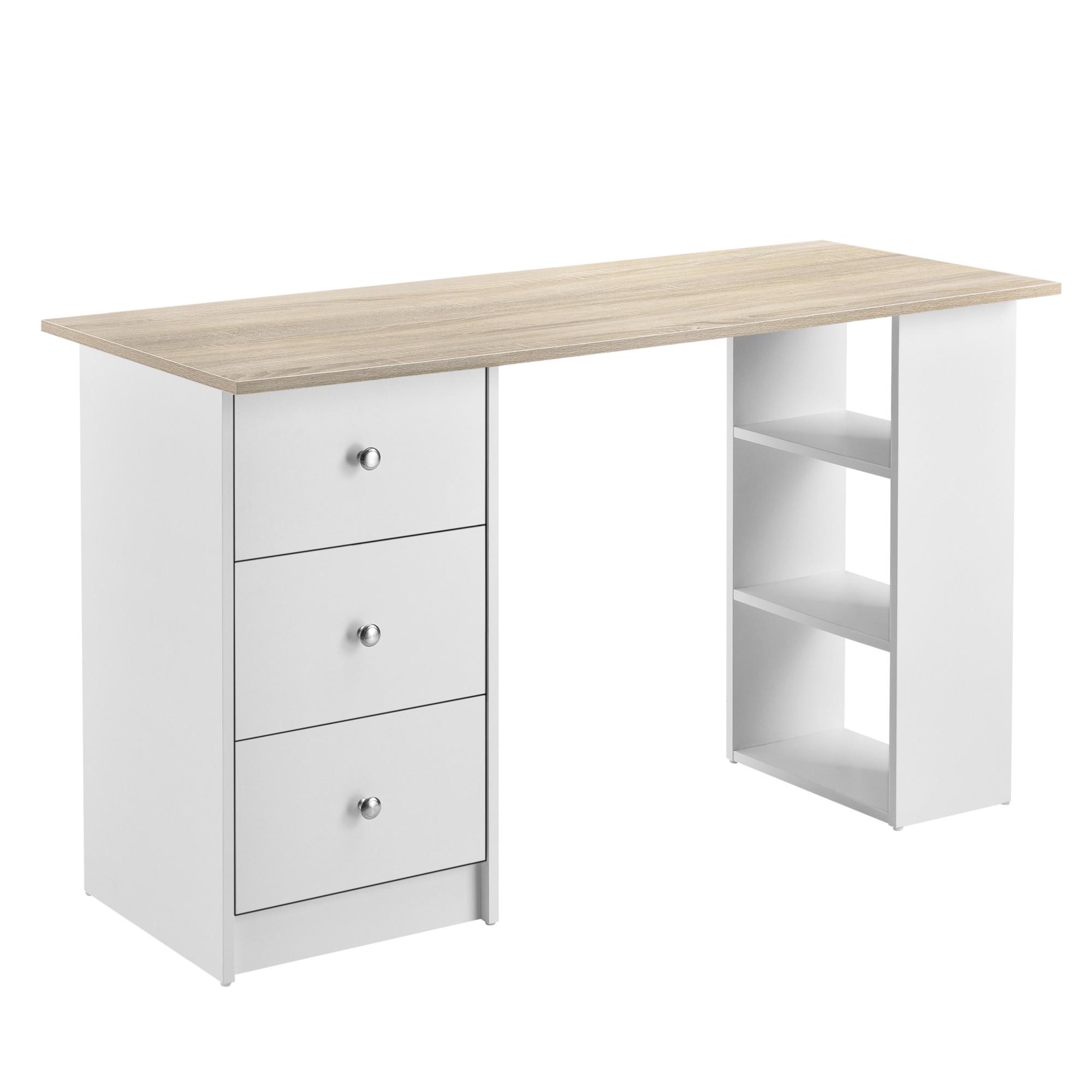 SCHREIBTISCH Lemberg - Eichefarben/Weiß, Holzwerkstoff (49/120/72cm) - [en.casa]