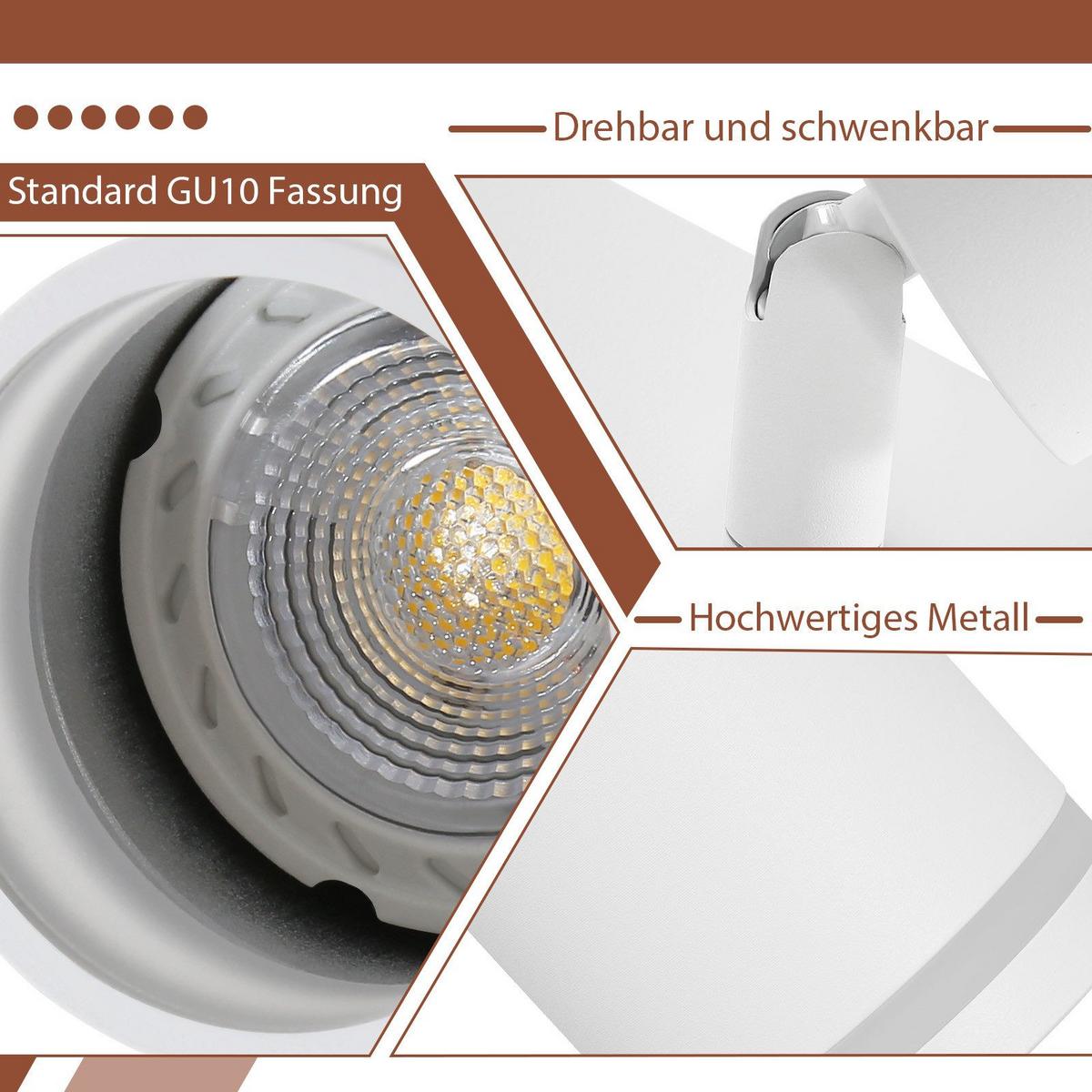 DECKENSTRAHLER Achim 4-flammig 58/5/17 cm - Weiß, Metall (58/5/17cm) - Nettlife