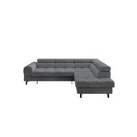 ECKSOFA mit Schlaffunktion Ottomane Rechts LUMA-L 272x203x70 Dunkelgrau Cord - Dunkelgrau/Schwarz, Holzwerkstoff/Kunststoff (203/272cm) - ALTDECOR