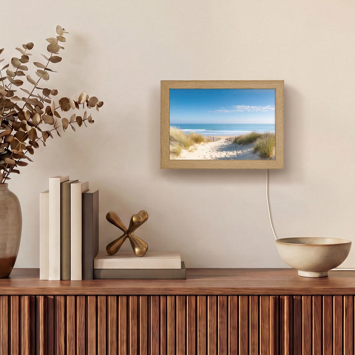 WANDLEUCHTE Strand - Meer - Düne - Sand - Sommer 20x15 cm - Sandfarben, Holzwerkstoff (20/15/8cm) - OnlyWow