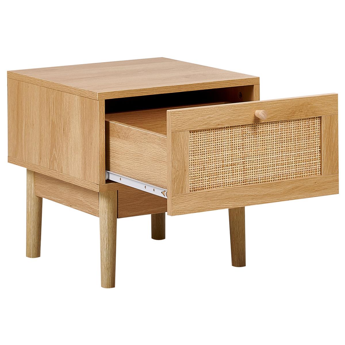 NACHTTISCH mit 1 Schublade Hellbraun Nivo - Braun, Holzwerkstoff (42/40/40cm) - Beliani