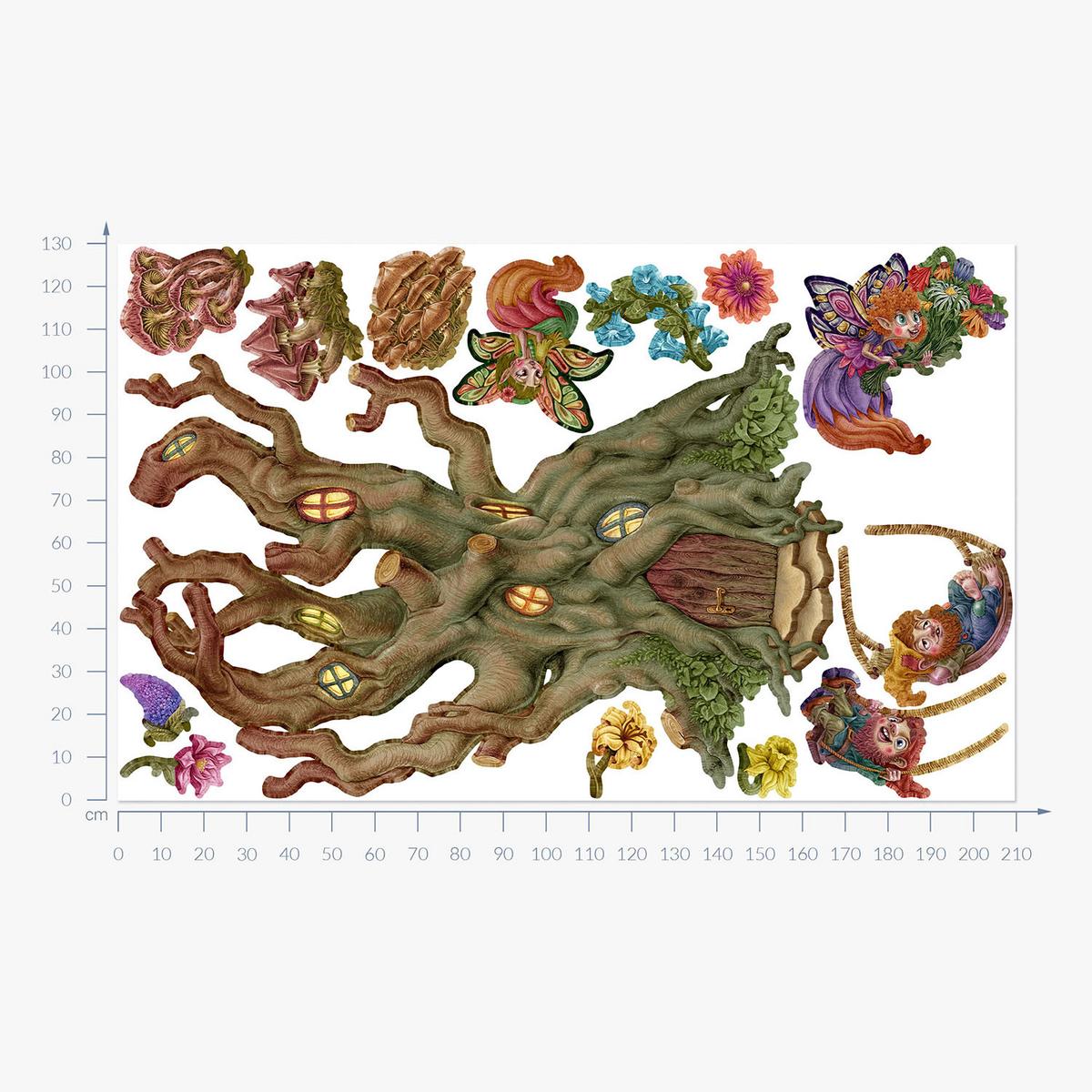 WANDAUFKLEBER 130x209cm - Feenwald - Multicolor, Kunststoff (130/209/0.1cm) - Wallfluent