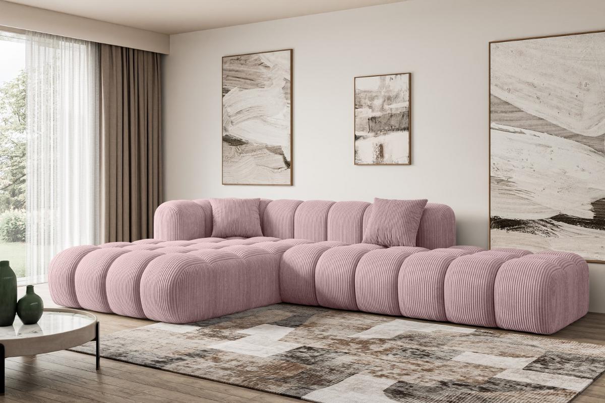 ECKSOFA Ottomane Links OLEA-L2 - 289x176x71 cm Rosa - Schwarz/Rosa, Holzwerkstoff/Kunststoff (176/289cm) - ALTDECOR