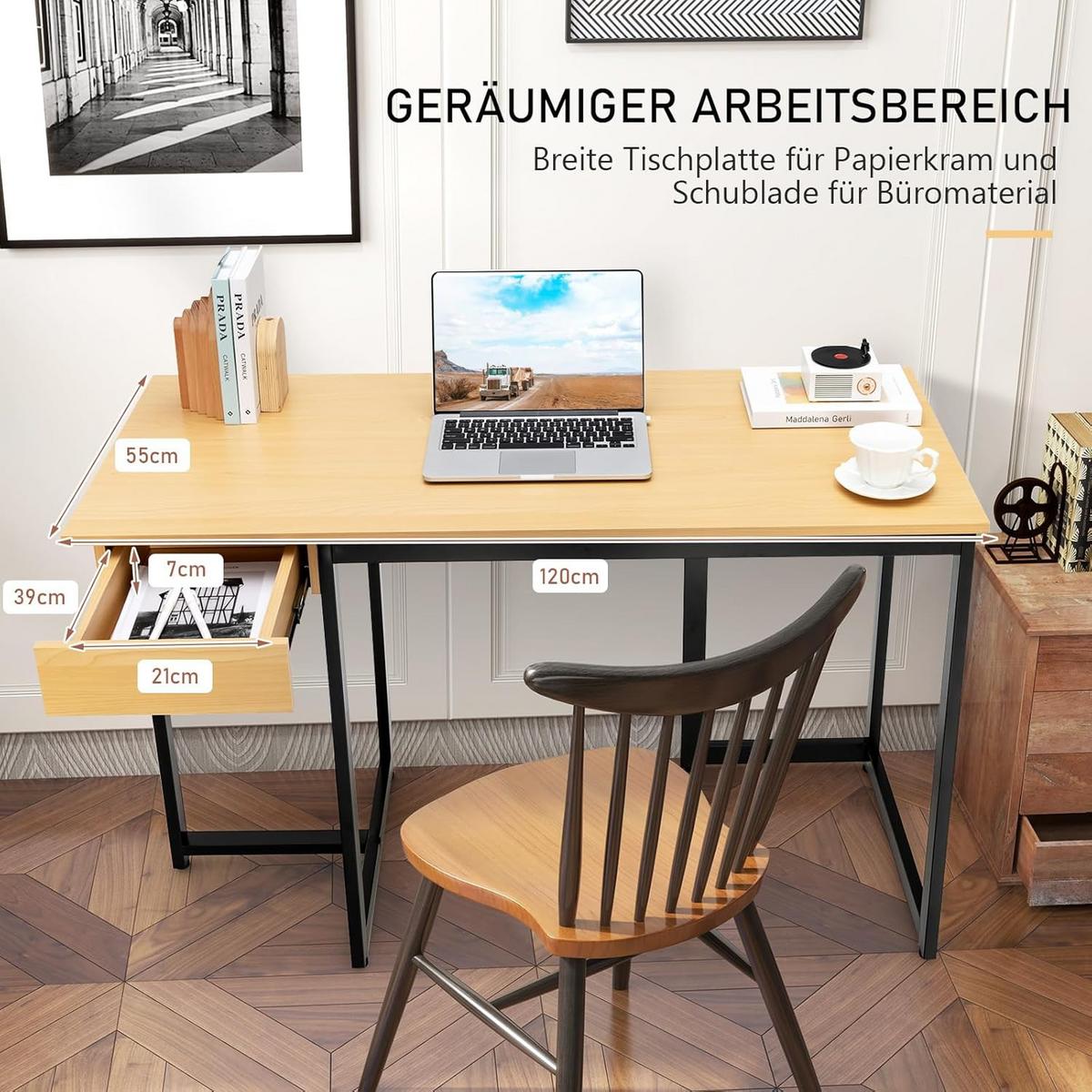 SCHREIBTISCH 75cm Holz - Rot, Holz (55/120/75cm) - COSTWAY