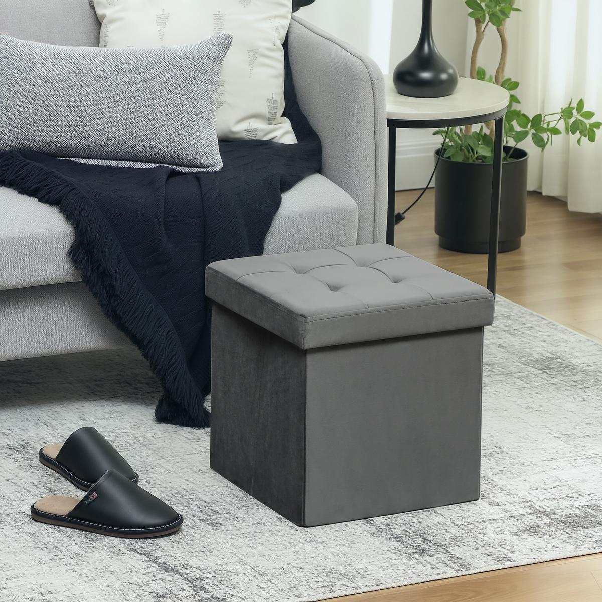SITZHOCKER Polyester Vliesstoff Grau - Grau, Textil (38/38/38cm) - HOMCOM